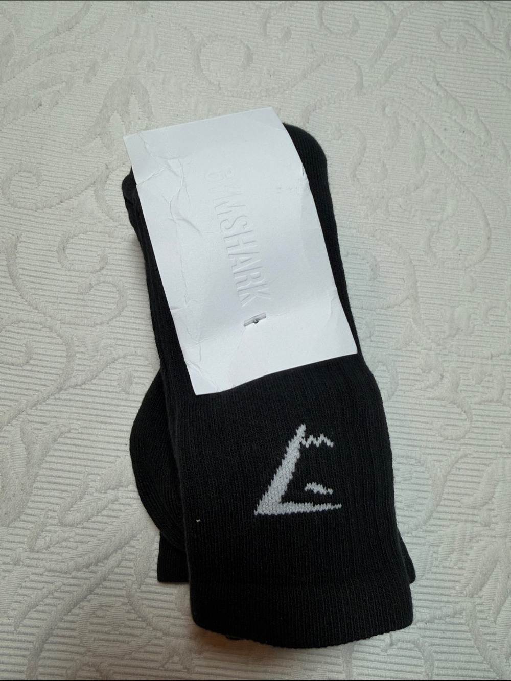 Gymshark Black Crew Socks with White Logo. Size M. 4 pairs of socks. New